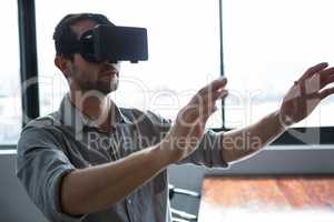 Man using virtual reality headset