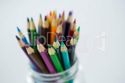 Colored pencils kept in jar