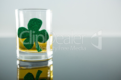 St Patricks Day glass of beer with shamrock