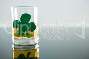 St Patricks Day glass of beer with shamrock