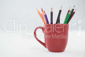 Colored pencils kept in mug
