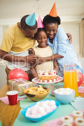 Happy family celebrating a birthday