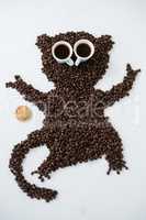 Coffee beans forming monkey shape