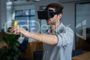 Man using virtual reality headset