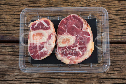 Sirloin chop in plastic box