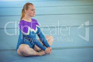 Female gymnast performing stretching exercise