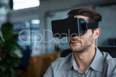 Man using virtual reality headset