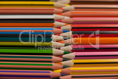 Colored pencils arranged in interlock pattern