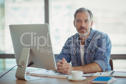 Portrait of male business executive sitting at desk