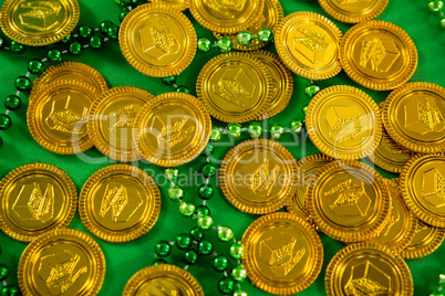 St Patricks Day gold chocolate coins and beads