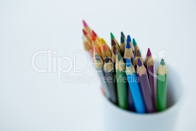 Colored pencils kept in mug