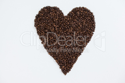 Coffee beans forming heart shaped