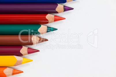 Colorful color pencil arranged in diagonal line