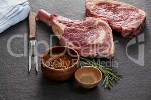 Rib chop, sirloin chop and ingredients