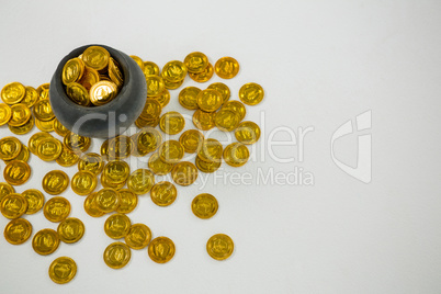 St. Patricks Day pot filled with chocolate gold coins