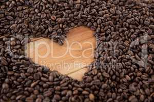 Coffee beans forming heart shape