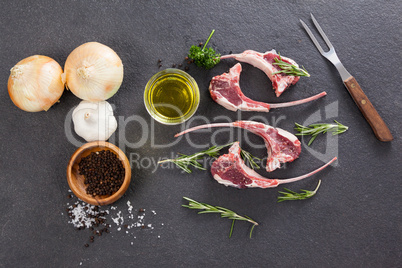 Rib chops and ingredients