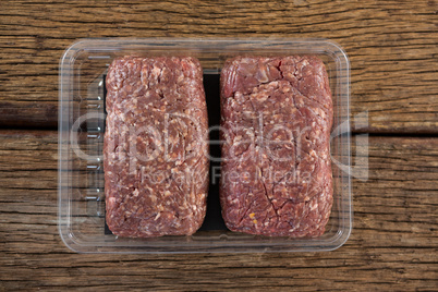 Minced meat in plastic boxes