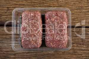 Minced meat in plastic boxes