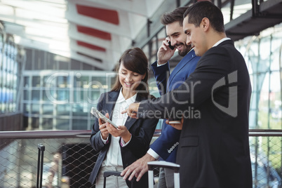 Executives interacting with each other on platform