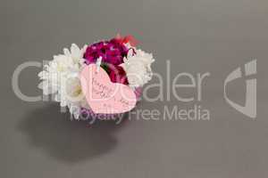 Bunch of fresh flowers with happy mothers day card