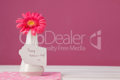 Happy mothers day card on flowers vase