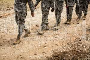 Group of military soldiers in a training session