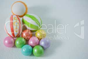 Colorful chocolate Easter eggs on white background