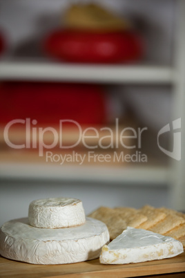 Close-up of cheese at counter