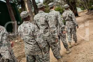 Group of military soldiers in a training session