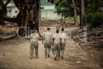 Soldiers walking in boot camp