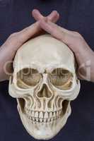 Human skull in human hands