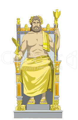 Statue of Zeus Isolated on white Background