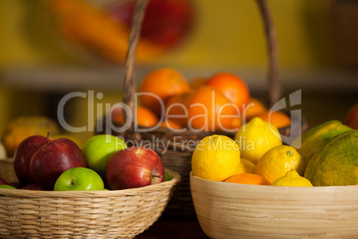 Close-up of various fruit in organic section