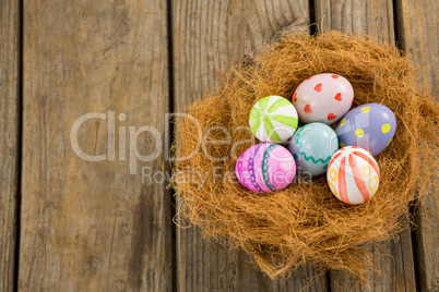 Painted Easter eggs in nest