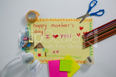 Stationery with happy mothers day greetings card