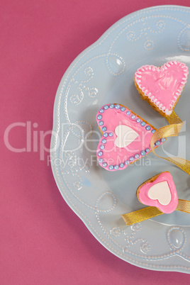 Heart shape gingerbread cookies on plate