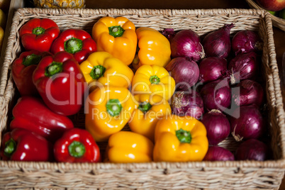 Various fresh vegetables in organic section