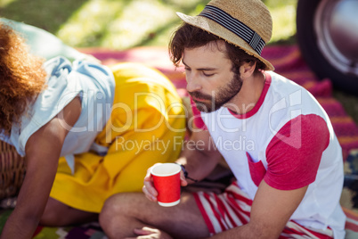 Man having cup of coffee