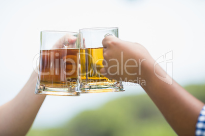 Friends toasting beer glasses