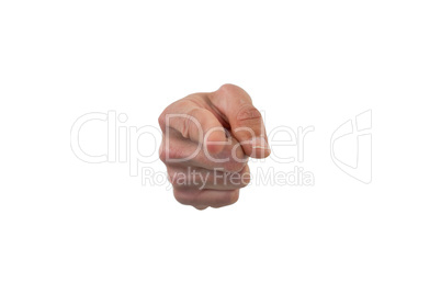 Hand gesturing against white background