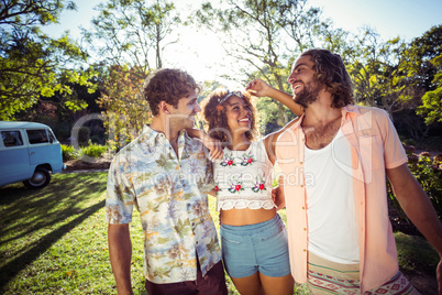 Group of friends smiling together in park