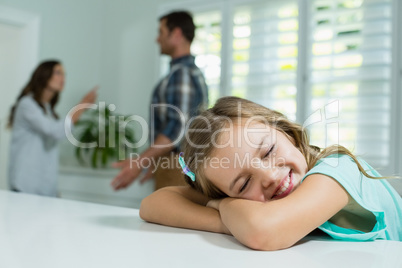 Smiling girl resting in living room