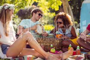 Group of friends having fun together in park