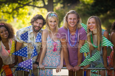 Group of friends standing together in park