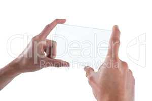 Hands holding futuristic mobile phone