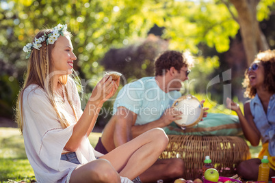 Woman having fun in park