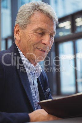 Attentive businessman looking at organizer