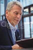 Attentive businessman looking at organizer