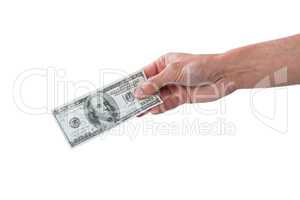 Man holding one hundred dollar
